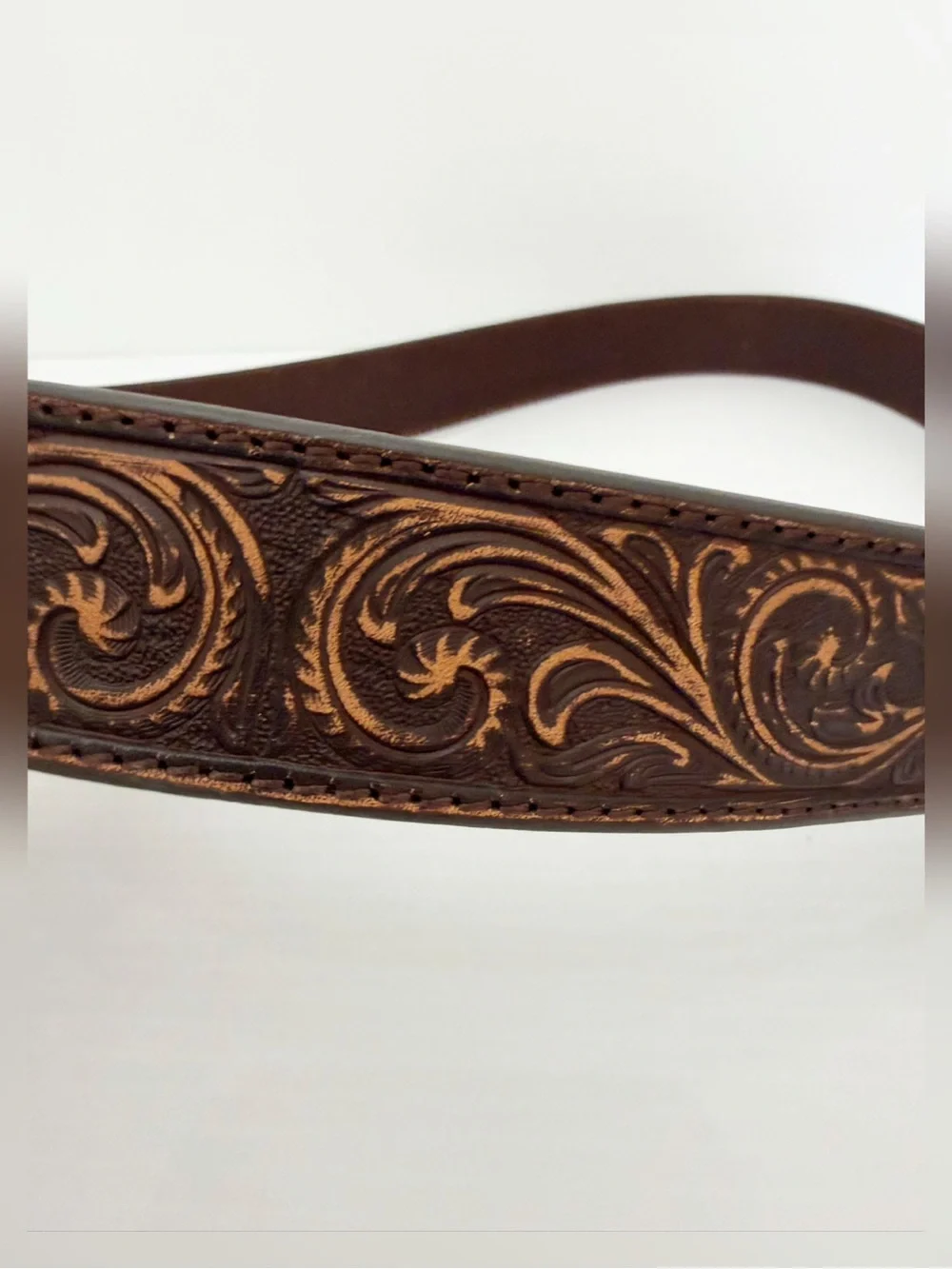 Nocona Leather Women's Nocona Distressed Scroll Triquoise Cross Buckle Belt - L